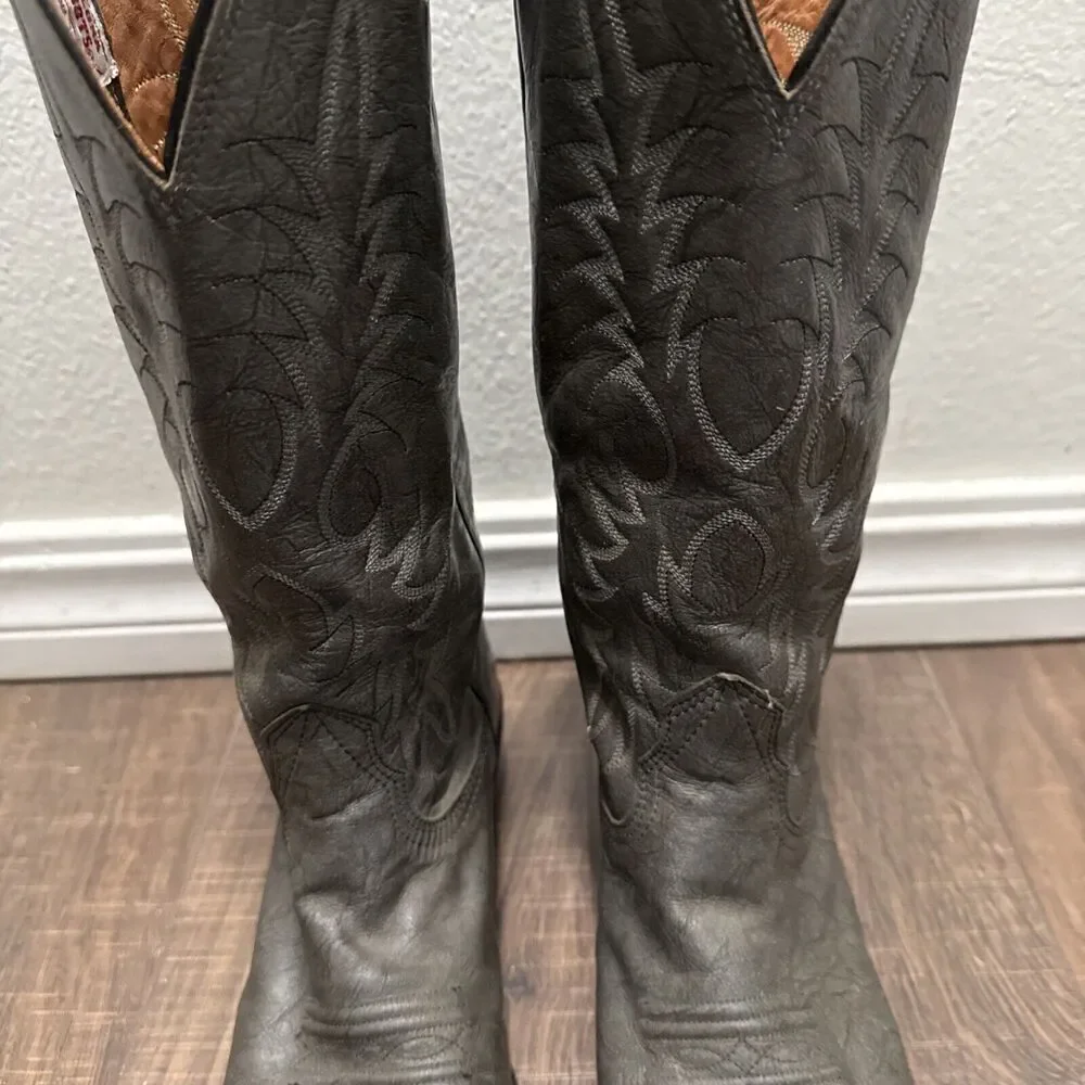 NOCONA Mens Size 7.5D Vintage Gray Leather Cowboy‎ Western Boots Rodeo